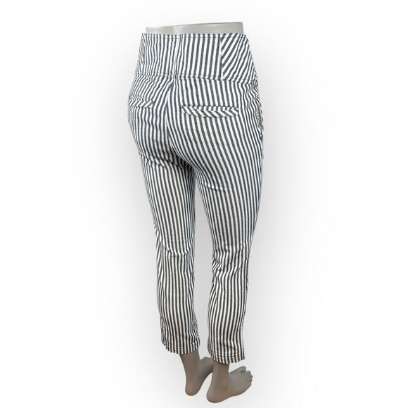 Free People Frankie High-Rise Striped Cropped Skinny Pants – Button Fly, Size 8 - Picture 7 of 11